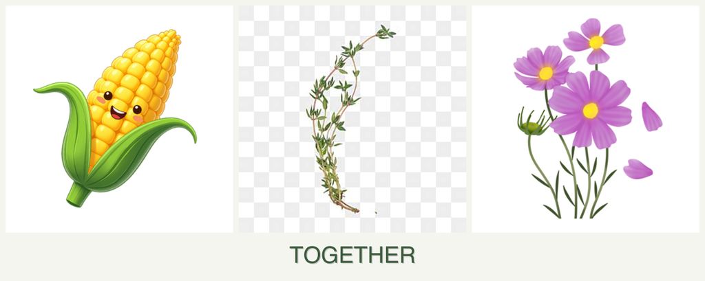 Can you plant corn, thyme and cosmos together?