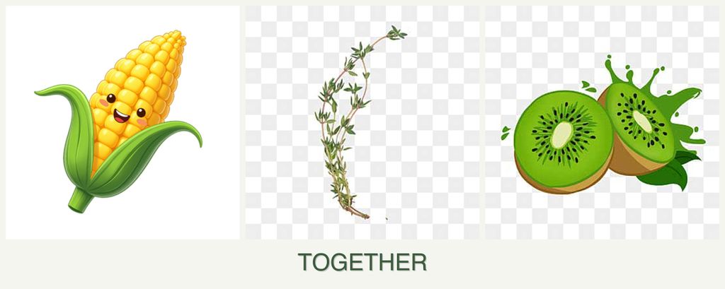 Can you plant corn, thyme and kiwi together?