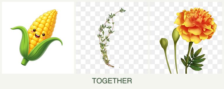 Can you plant corn, thyme and marigolds together?