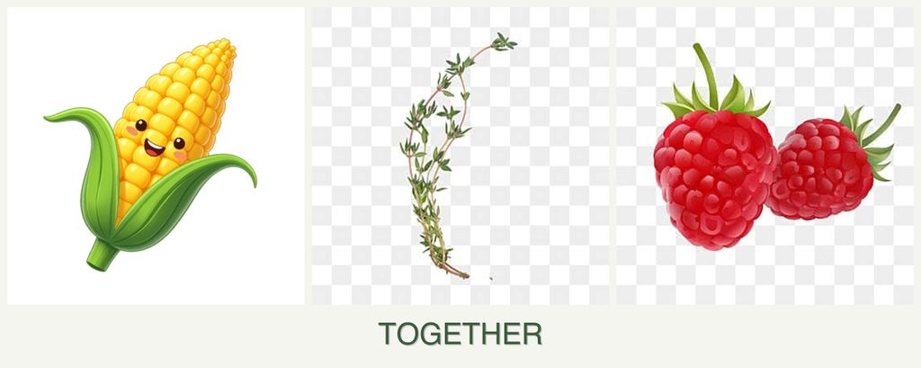 Can you plant corn, thyme and raspberries together?