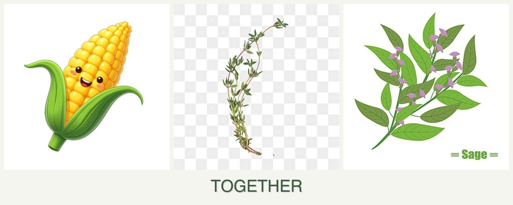 Can you plant corn, thyme and sage together?