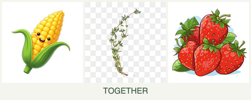 Can you plant corn, thyme and strawberries together?