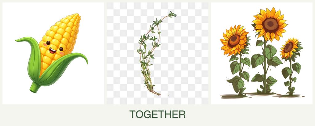 Can you plant corn, thyme and sunflowers together?