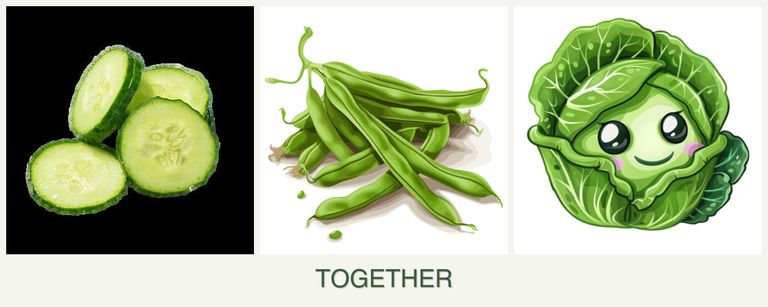Can you plant cucumbers, beans and cabbage together?