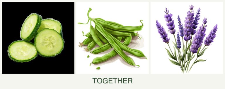 Can you plant cucumbers, beans and lavender together?