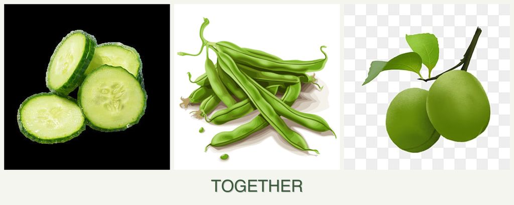 Can you plant cucumbers, beans and plums together?