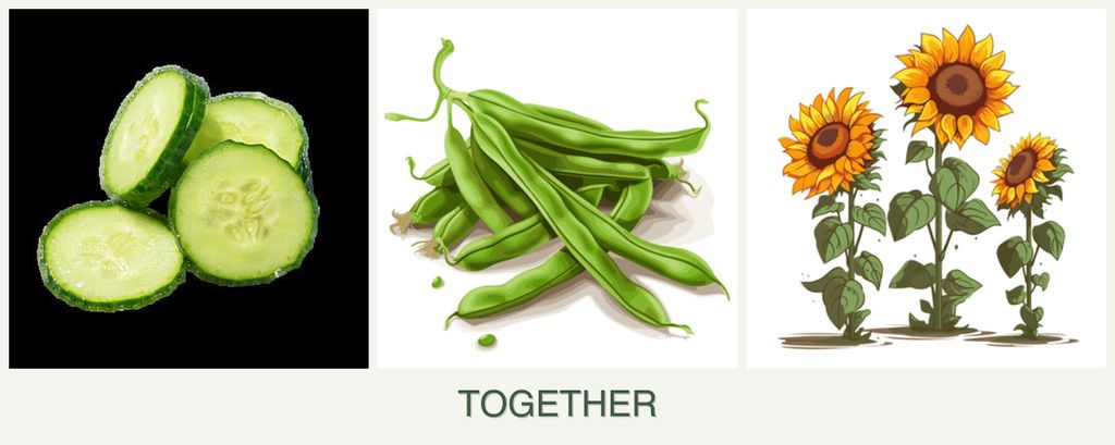 Can you plant cucumbers, beans and sunflowers together?