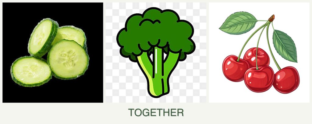Can you plant cucumbers, broccoli and cherries together?