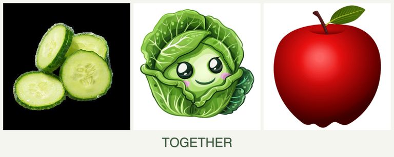 Can you plant cucumbers, cabbage and apples together?