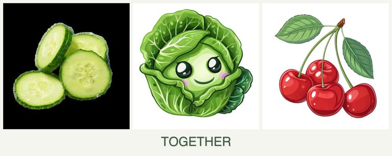 Can you plant cucumbers, cabbage and cherries together?