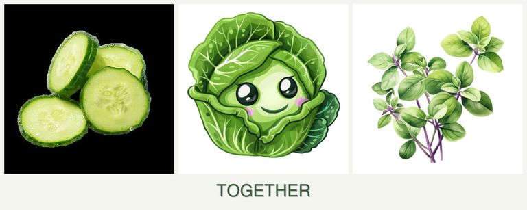Can you plant cucumbers, cabbage and oregano together?