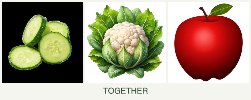 Can you plant cucumbers, cauliflower and apples together?