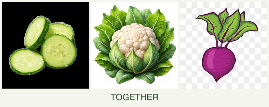 Can you plant cucumbers, cauliflower and beets together?