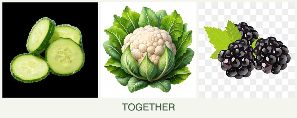 Can you plant cucumbers, cauliflower and blackberries together?