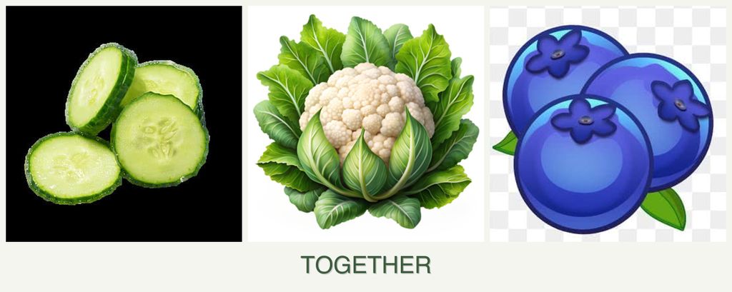 Can you plant cucumbers, cauliflower and blueberries together?