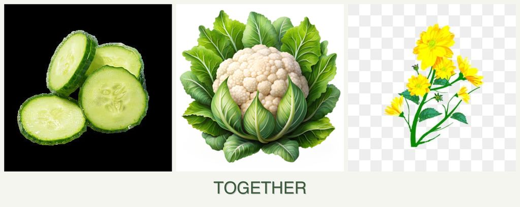 Can you plant cucumbers, cauliflower and calendula together?