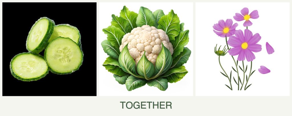 Can you plant cucumbers, cauliflower and cosmos together?