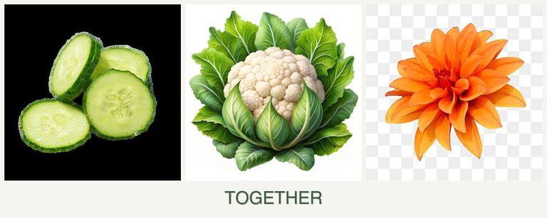 Can you plant cucumbers, cauliflower and dahlias together?