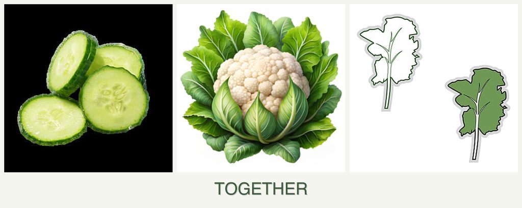 Can you plant cucumbers, cauliflower and kale together?
