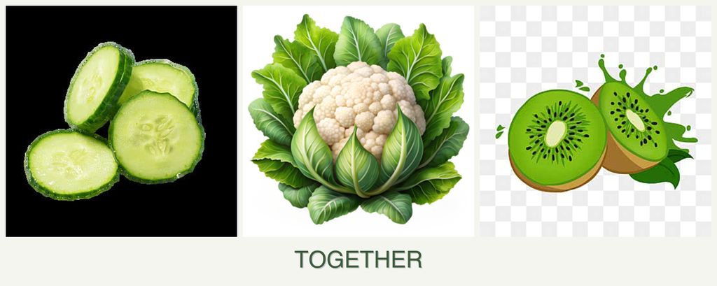 Can you plant cucumbers, cauliflower and kiwi together?