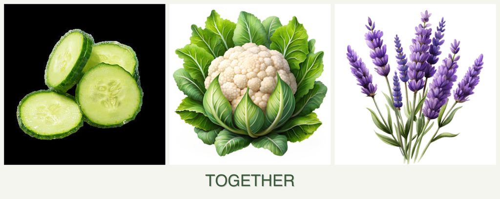 Can you plant cucumbers, cauliflower and lavender together?