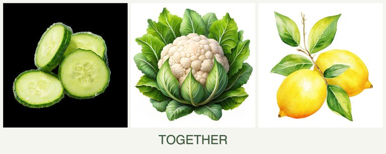 Can you plant cucumbers, cauliflower and lemons together?