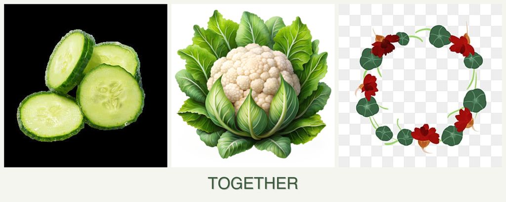 Can you plant cucumbers, cauliflower and nasturtiums together?