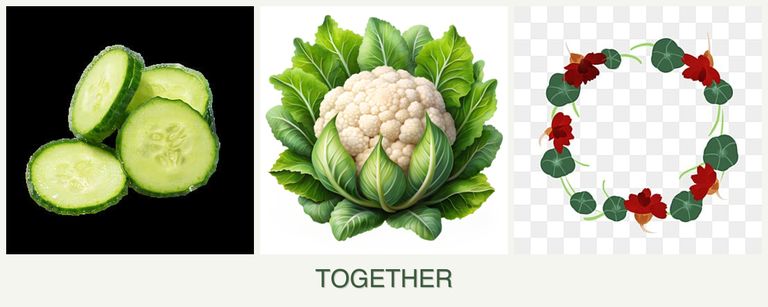 Can you plant cucumbers, cauliflower and nasturtiums together?