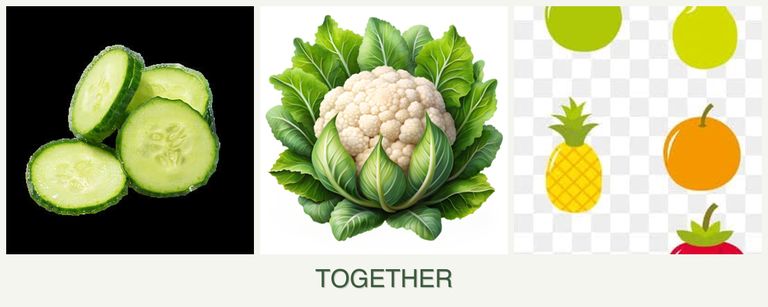 Can you plant cucumbers, cauliflower and pears together?