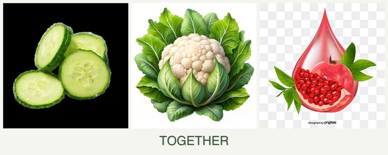 Can you plant cucumbers, cauliflower and pomegranates together?
