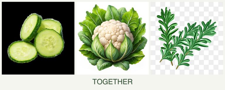 Can you plant cucumbers, cauliflower and rosemary together?