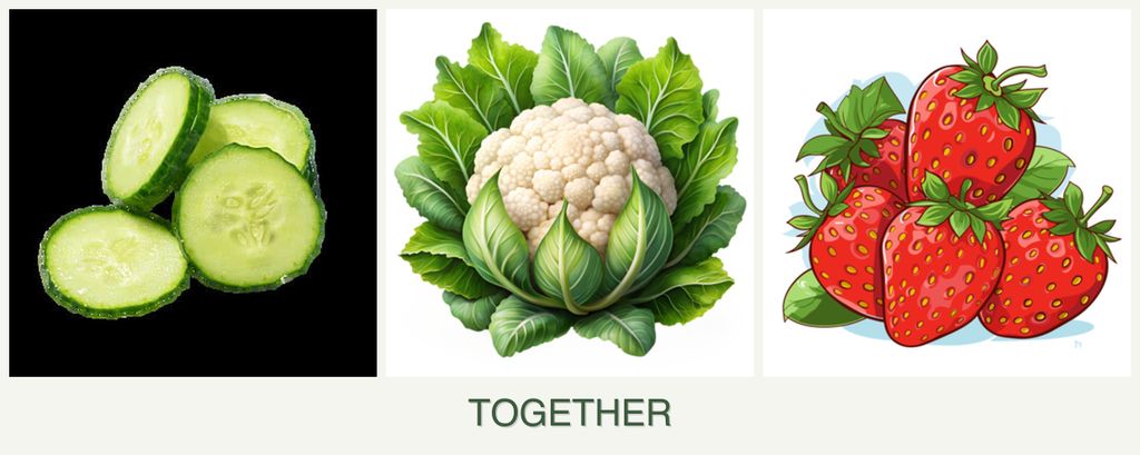 Can you plant cucumbers, cauliflower and strawberries together?