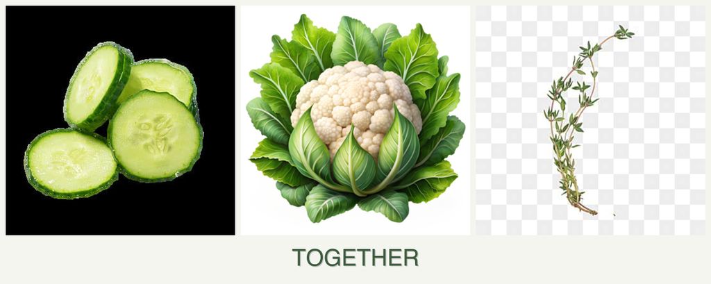 Can you plant cucumbers, cauliflower and thyme together?