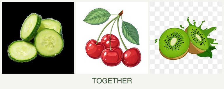 Can you plant cucumbers, cherries and kiwi together?