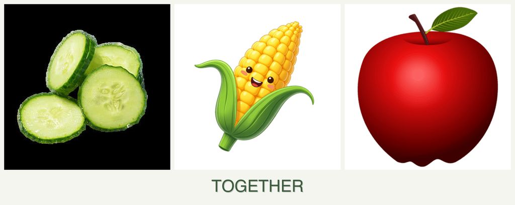 Can you plant cucumbers, corn and apples together?