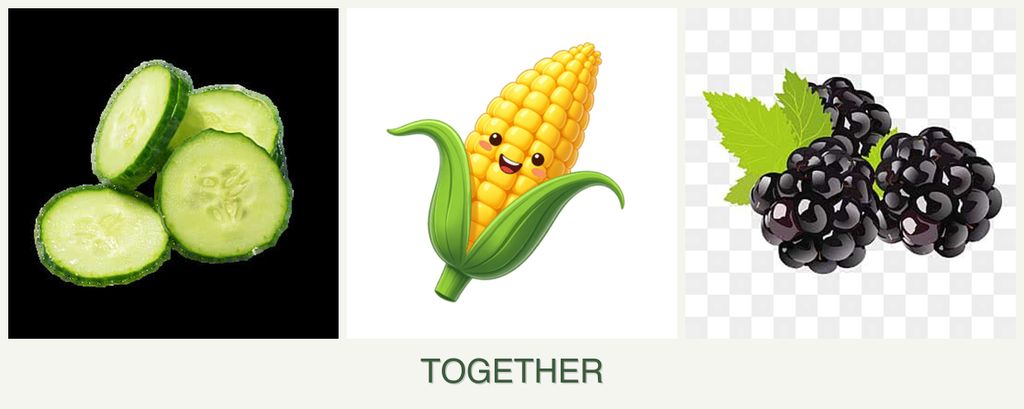 Can you plant cucumbers, corn and blackberries together?