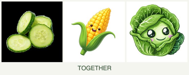 Can you plant cucumbers, corn and cabbage together?