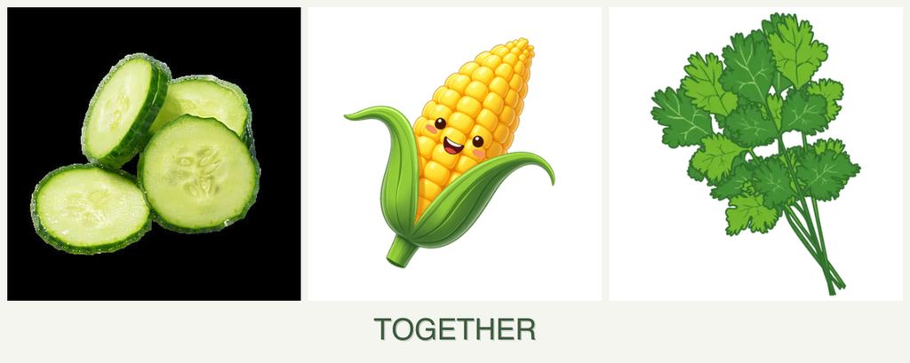 Can you plant cucumbers, corn and cilantro together?