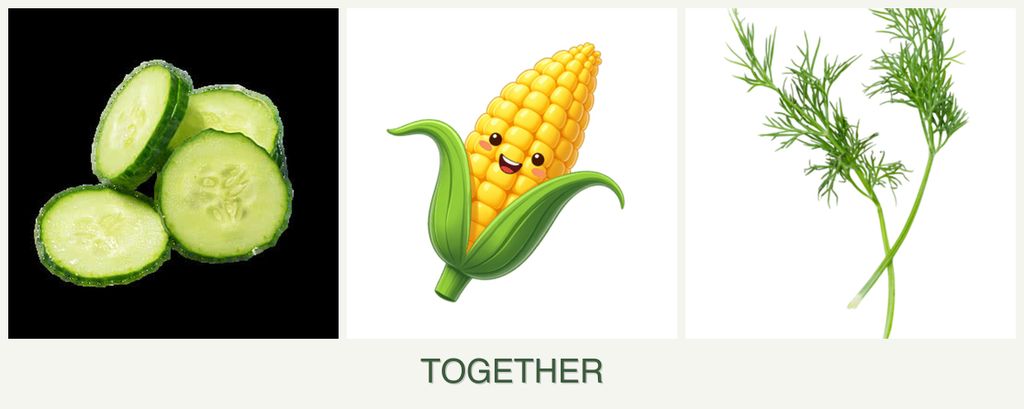 Can you plant cucumbers, corn and dill together?