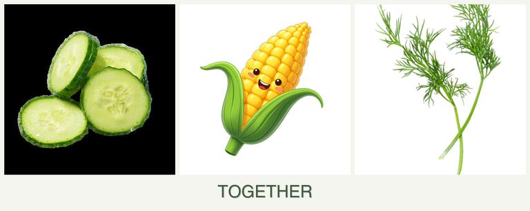 Can you plant cucumbers, corn and dill together?