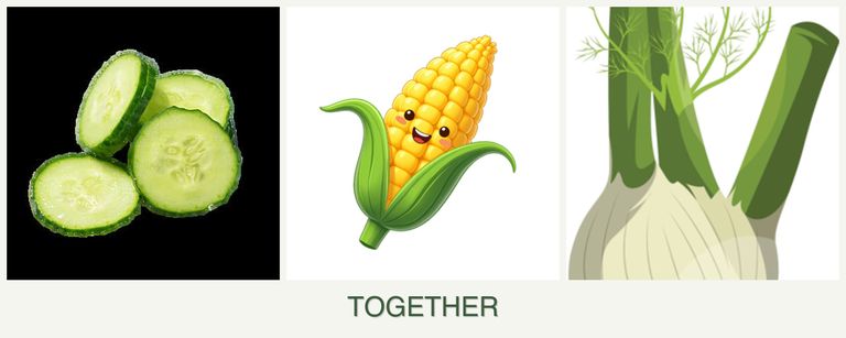Can you plant cucumbers, corn and fennel together?