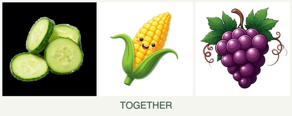 Can you plant cucumbers, corn and grapes together?