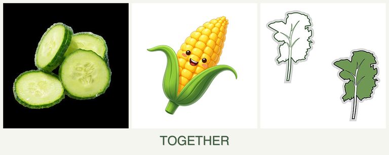 Can you plant cucumbers, corn and kale together?