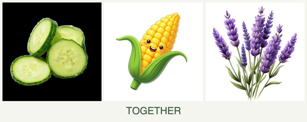 Can you plant cucumbers, corn and lavender together?