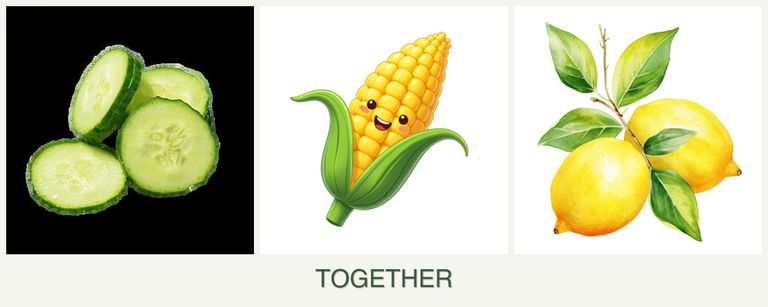 Can you plant cucumbers, corn and lemons together?