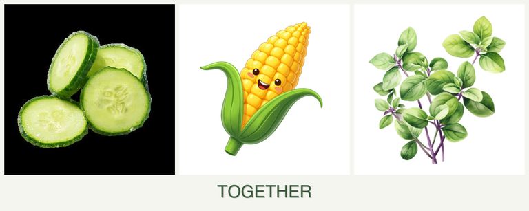 Can you plant cucumbers, corn and oregano together?