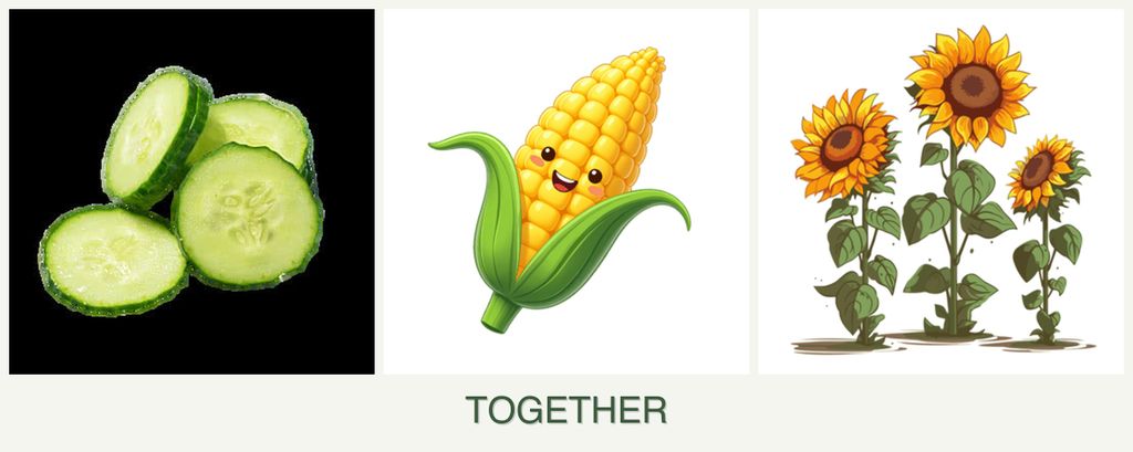 Can you plant cucumbers, corn and sunflowers together?