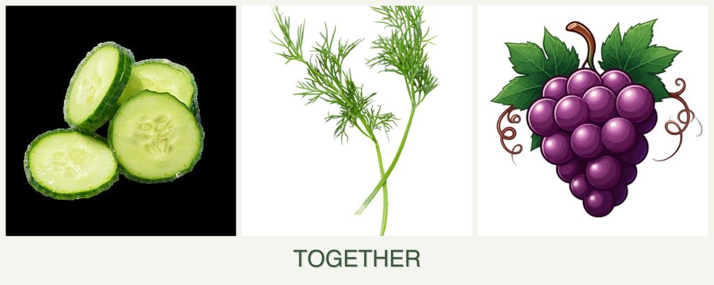 Can you plant cucumbers, dill and grapes together?