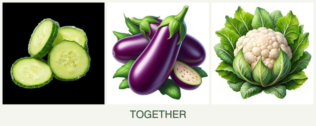 Can you plant cucumbers, eggplant and cauliflower together?
