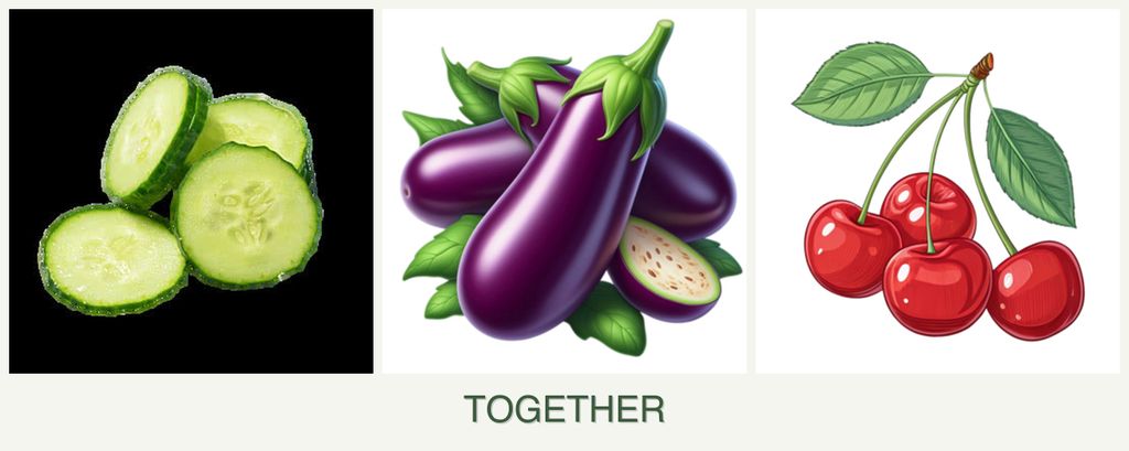 Can you plant cucumbers, eggplant and cherries together?